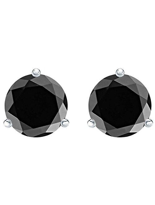Houston Diamond District 1/2-10 Carat Total Weight Black Diamond Stud Earrings 3 Prong Screw Back