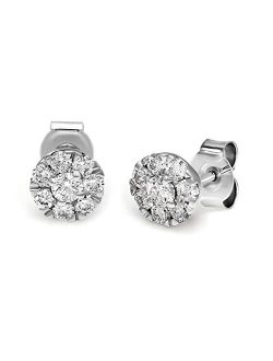 1/2 Carat - 1 Carat | 925 Sterling Silver | IGI Certified Lab Grown Diamond Round Shape Halo Stud Earrings | Prong Setting Friendly Diamonds Earrings