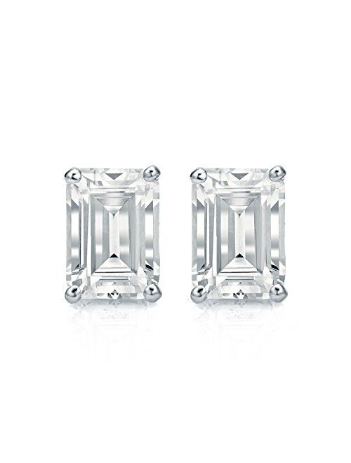 IGI Certified 1 to 1 2/5 Carat Lab Grown Diamond Emerald Cut Stud Earrings in 14k White or Yellow Gold (E-F, VS-SI, cttw) 4-Prong Basket Screw Back by Diamond Wish
