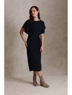 Women's Boat Neck Flutter Sleeve Dress Occasion Event Guest of