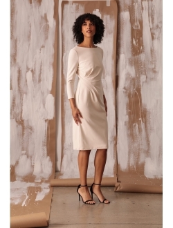 Women's Plus Size Scuba Crepe Pleat Tuck Waist Dress