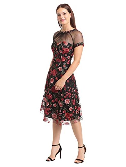 Maggy London Women's Fit-and-Flare Illusion Dress
