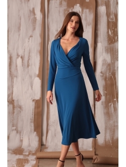 Women's V-Neck Matte Jersey Fit and Flare Dress