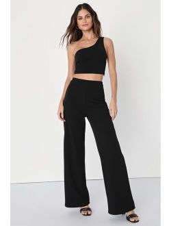 Amor and Beyond Black One-Shoulder Two-Piece Jumpsuit