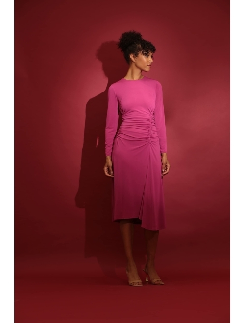 Maggy London Women's Long Sleeve Side Ruched Matte Jersey Dress Workwear Event Party Guest of Wedding