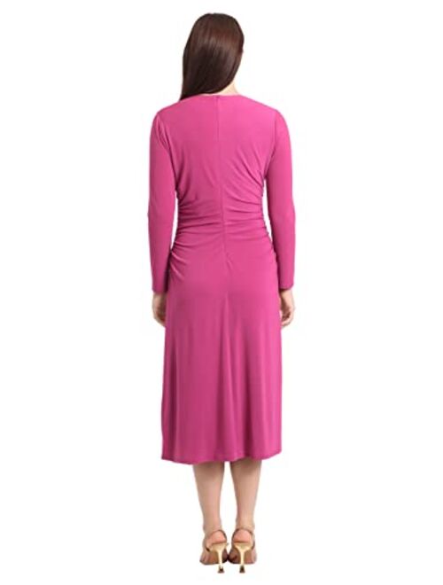 Maggy London Women's Long Sleeve Side Ruched Matte Jersey Dress Workwear Event Party Guest of Wedding