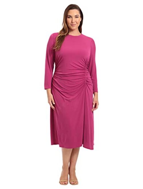 Maggy London Women's Long Sleeve Side Ruched Matte Jersey Dress Workwear Event Party Guest of Wedding