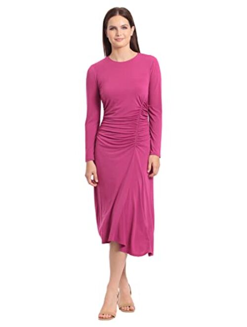 Maggy London Women's Long Sleeve Side Ruched Matte Jersey Dress Workwear Event Party Guest of Wedding