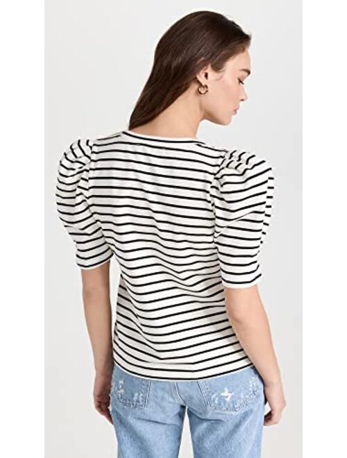 English Factory Women's Stripe Pleated Puff Sleeve Top
