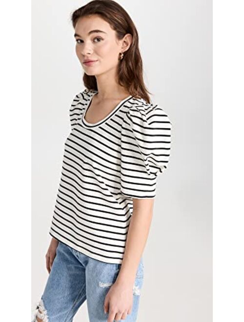 English Factory Women's Stripe Pleated Puff Sleeve Top