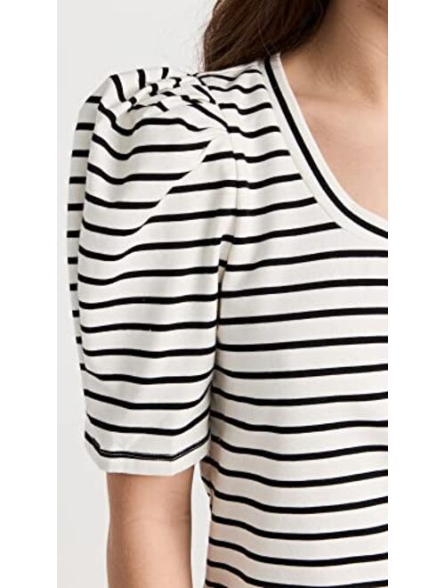 English Factory Women's Stripe Pleated Puff Sleeve Top