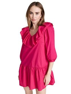 Women's Long Sleeve V Ruffled Mini Dress