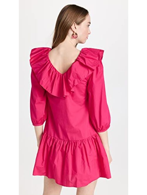 English Factory Women's Long Sleeve V Ruffled Mini Dress