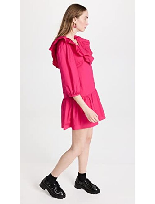 English Factory Women's Long Sleeve V Ruffled Mini Dress