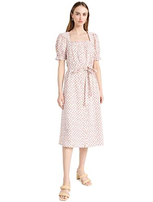 English Factory Women's Floral Midi Dress with Short Puff Sleeve