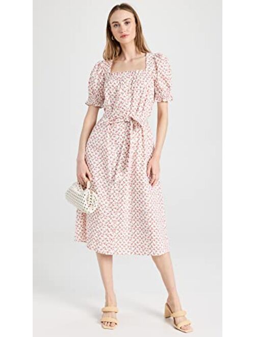 English Factory Women's Floral Midi Dress with Short Puff Sleeve