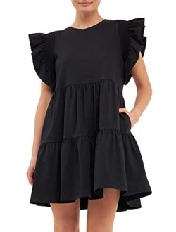 Knit Ruffled Mini Dress