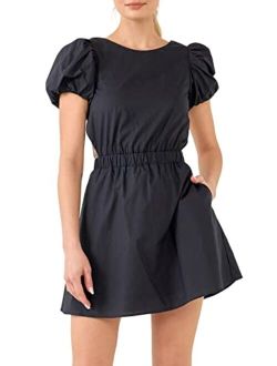 Cut-Out Poplin Mini Dress