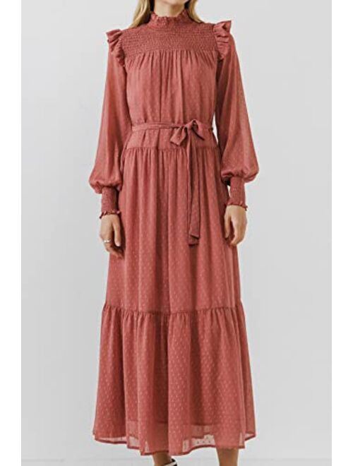 English Factory Women's Swiss Dot Smocked Maxi Dress
