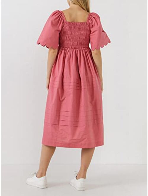 English Factory Women's Scallop Detail Midi Dress