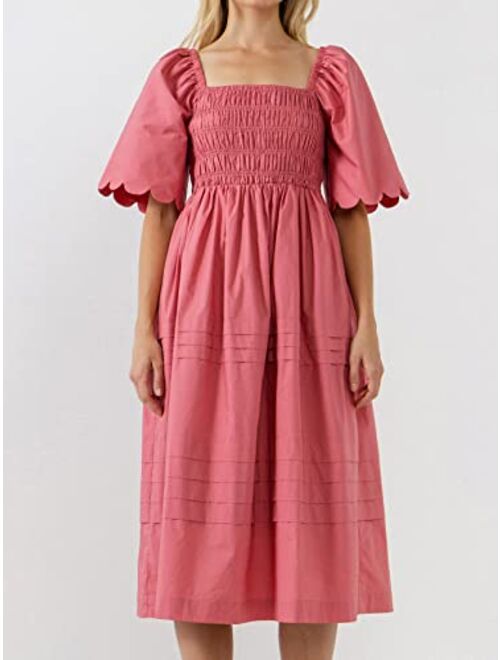 English Factory Women's Scallop Detail Midi Dress