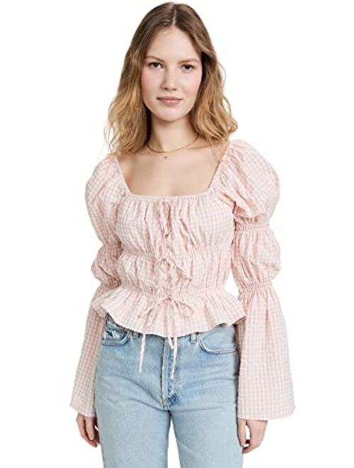 English Factory Women's Tie Shirring Top