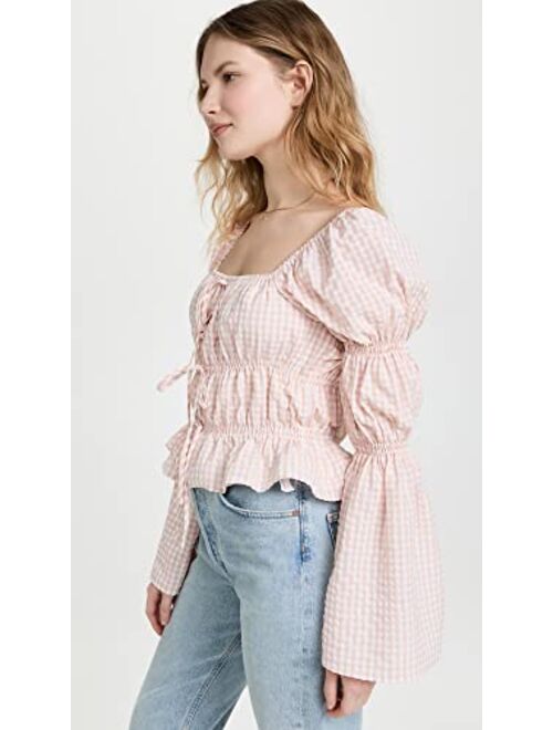 English Factory Women's Tie Shirring Top