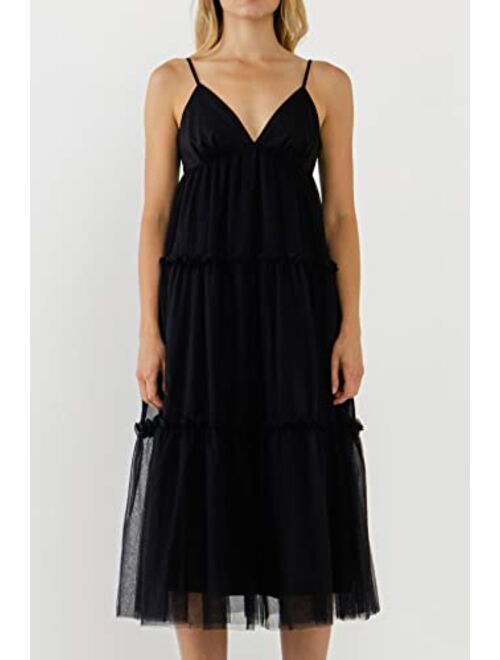 English Factory Tulle Contrast Midi Dress