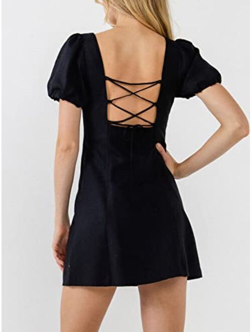 English Factory Mini Dress with Strappy Back Detail