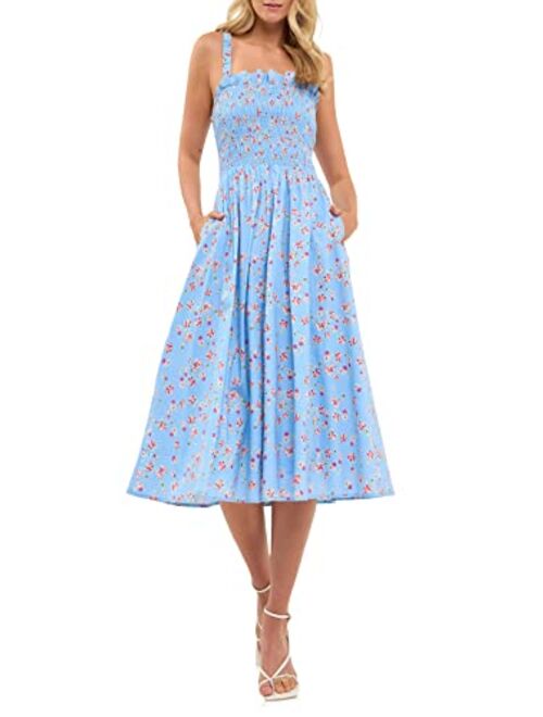 English Factory Women's Floral Print Smocked Dress