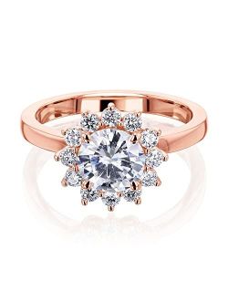 Himawari Sunflower Moissanite (GH/VS) and Diamond Ring 14k Gold