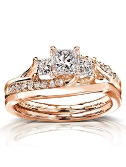 Princess Cut Diamond Bridal Set Ring 1 Carat (ctw) in 14k Gold
