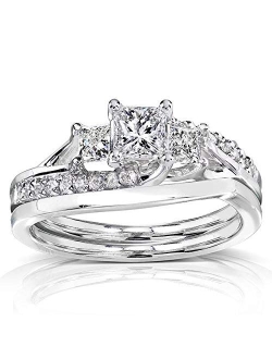 Princess Cut Diamond Bridal Set Ring 1 Carat (ctw) in 14k Gold