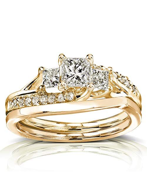 Kobelli Princess Cut Diamond Bridal Set Ring 1 Carat (ctw) in 14k Gold