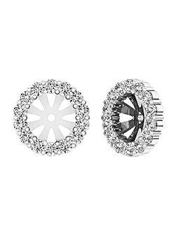 Collection 0.65 Carat (ctw) 10K Gold Round Cut Diamond Removable Jackets For Stud Earrings