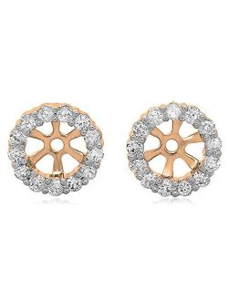 Collection 0.30 Carat (ctw) 14K Gold Round Diamond Removable Jackets for Stud Earrings 1/3 CT