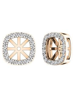 Collection 0.30 Carat (ctw) 18K Gold Round Diamond Removable Jackets For Stud Earrings 1/3 CT