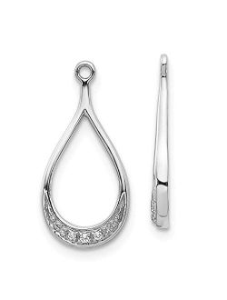 Saris And Things 14K White Gold Diamond Dangle Drop Earring Jackets for Stud Earrings (0.02Cttw)