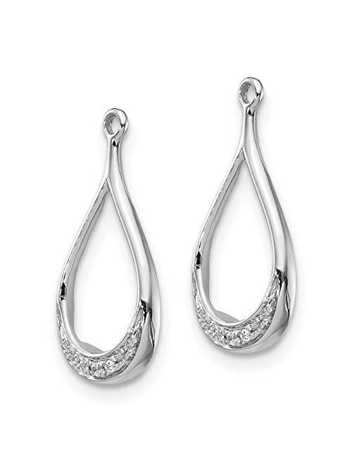 Saris And Things 14K White Gold Diamond Dangle Drop Earring Jackets for Stud Earrings (0.02Cttw)