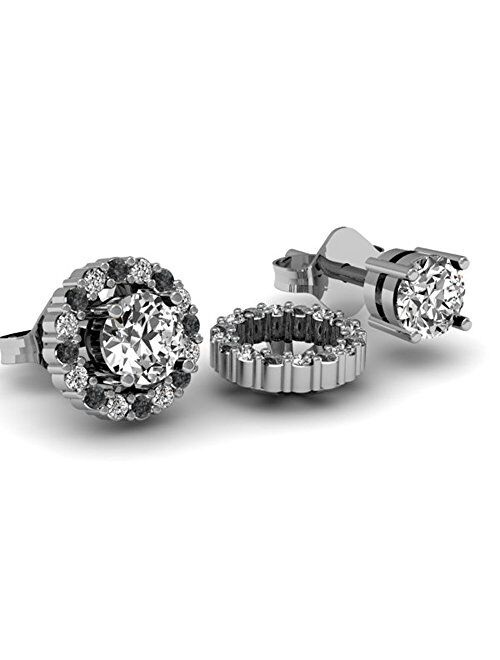 Dazzlingrock Collection 14K Round Removable Jackets for Stud Earrings, White Gold