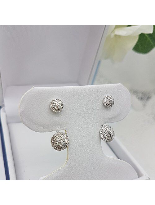 Dazzlingrock Collection 0.55 Carat (ctw) Round White Diamond Ladies Stud Earrings Jackets Set 1/2 CT, Sterling Silver