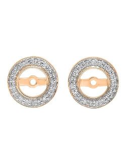 Collection 0.20 Carat (ctw) 10K Gold Round White Diamond Removable Jackets For Stud Earrings 1/5 CT