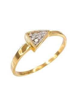 Modern Contemporary Rings High Polish 10k Yellow Gold Three-Stone Diamond Triangle Ring