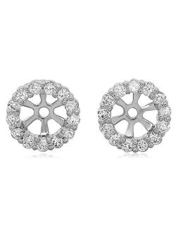 Collection 0.50 Carat (ctw) 18K Round Diamond Cluster Style Removable Jackets For Stud Earrings 1/2 CT, White Gold