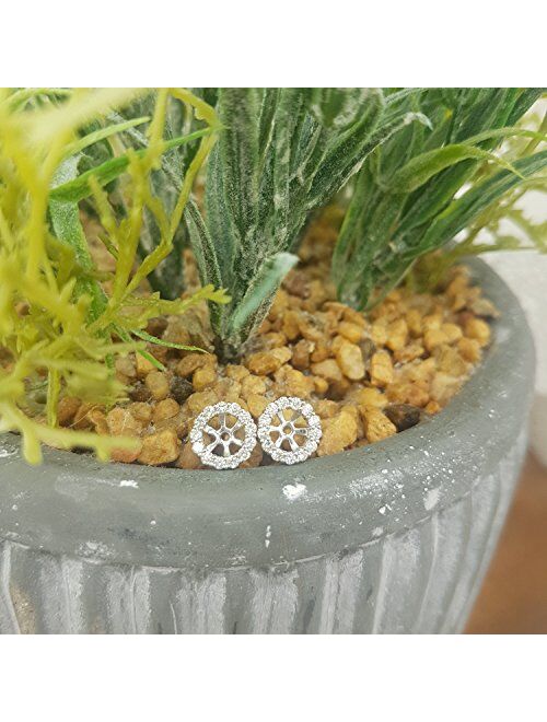 Dazzlingrock Collection 0.50 Carat (ctw) 18K Round Diamond Cluster Style Removable Jackets For Stud Earrings 1/2 CT, White Gold