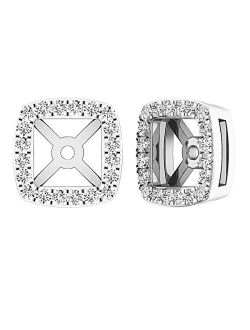 Collection 0.25 Carat (ctw) 10K Gold Round White Diamond Removable Jackets For Stud Earrings 1/4 CT