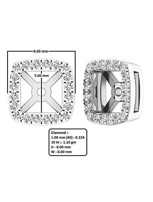Dazzlingrock Collection 0.25 Carat (ctw) 10K Gold Round White Diamond Removable Jackets For Stud Earrings 1/4 CT