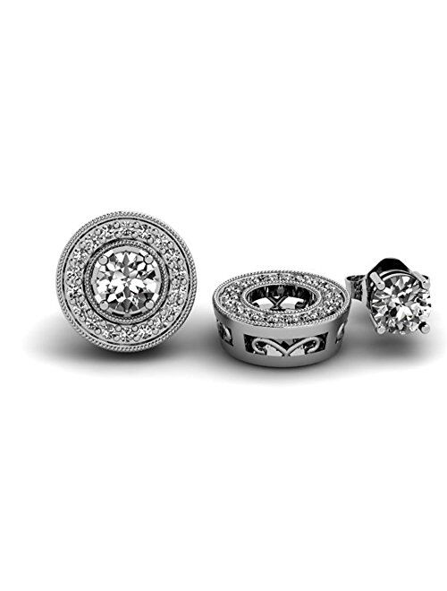 Dazzlingrock Collection 0.35 Carat (ctw) 14k Round White Diamond Removable Jackets for Stud Earrings 1/3 CT, White Gold