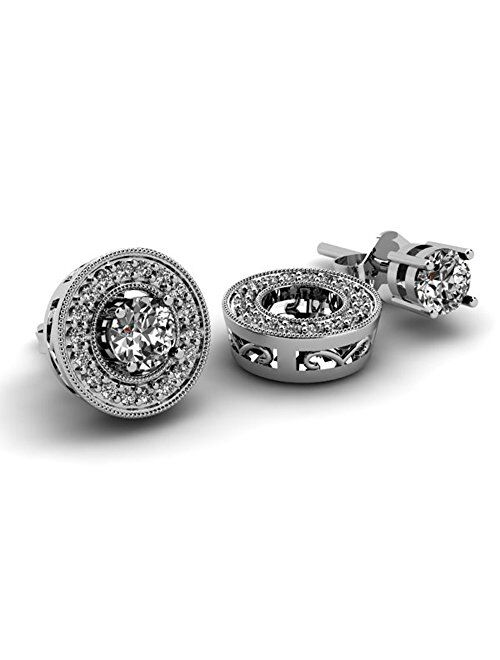 Dazzlingrock Collection 0.35 Carat (ctw) 14k Round White Diamond Removable Jackets for Stud Earrings 1/3 CT, White Gold