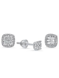 Collection 0.40 Carat (ctw) 14K Gold Round Diamond Ladies Stud Earrings With Removable Jackets